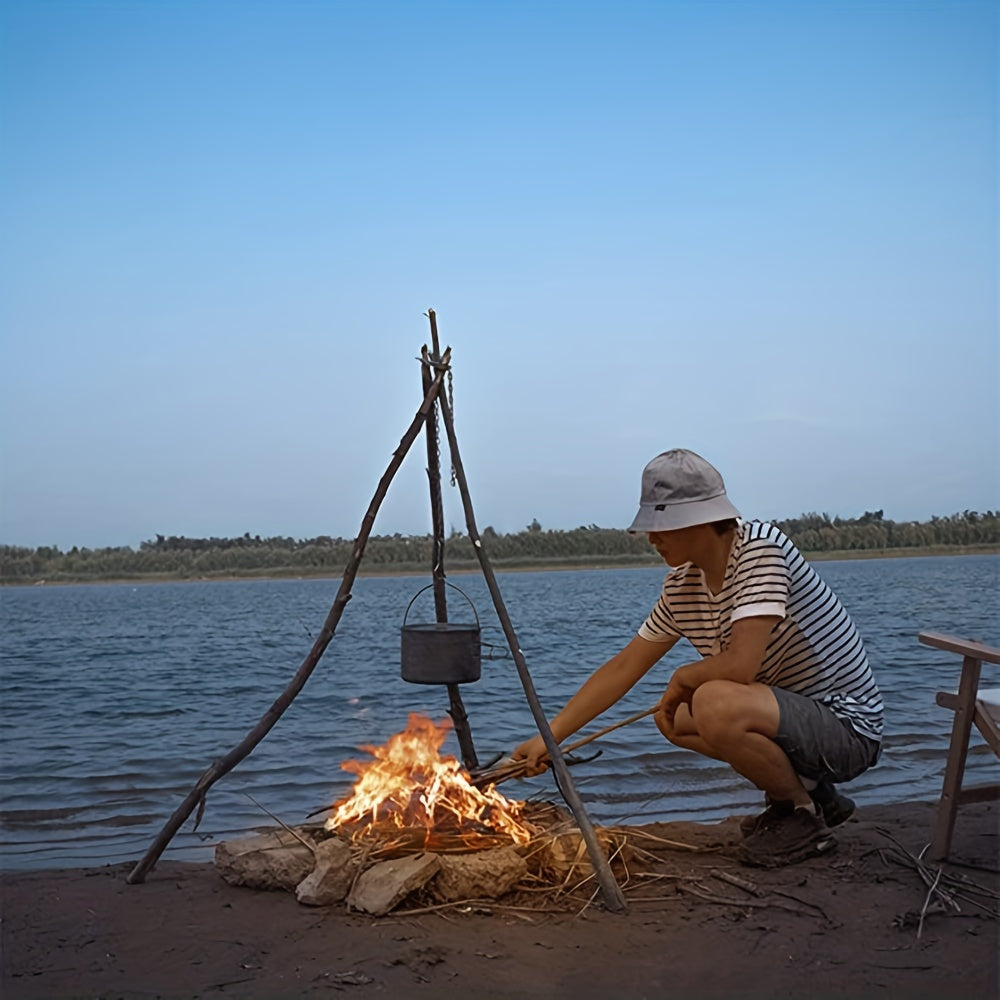 Equipo y material de camping portátil Rejilla colgante de trípode para barbacoa desmontable para exteriores Juego de accesorios para cocinar en fogata