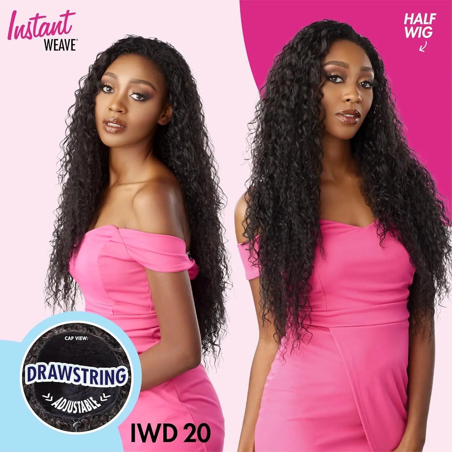 Sensationnel Instant Weave Half Wig Gorro con Cordón IWD 20 - Rizos Largos y Sueltos, Aspecto Natural, Rápida y Versátil, Pelo Sintético