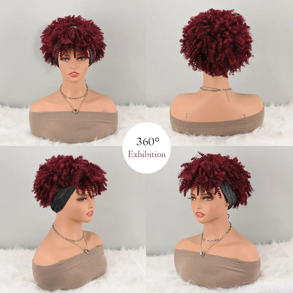 Wine Red Headband Wig