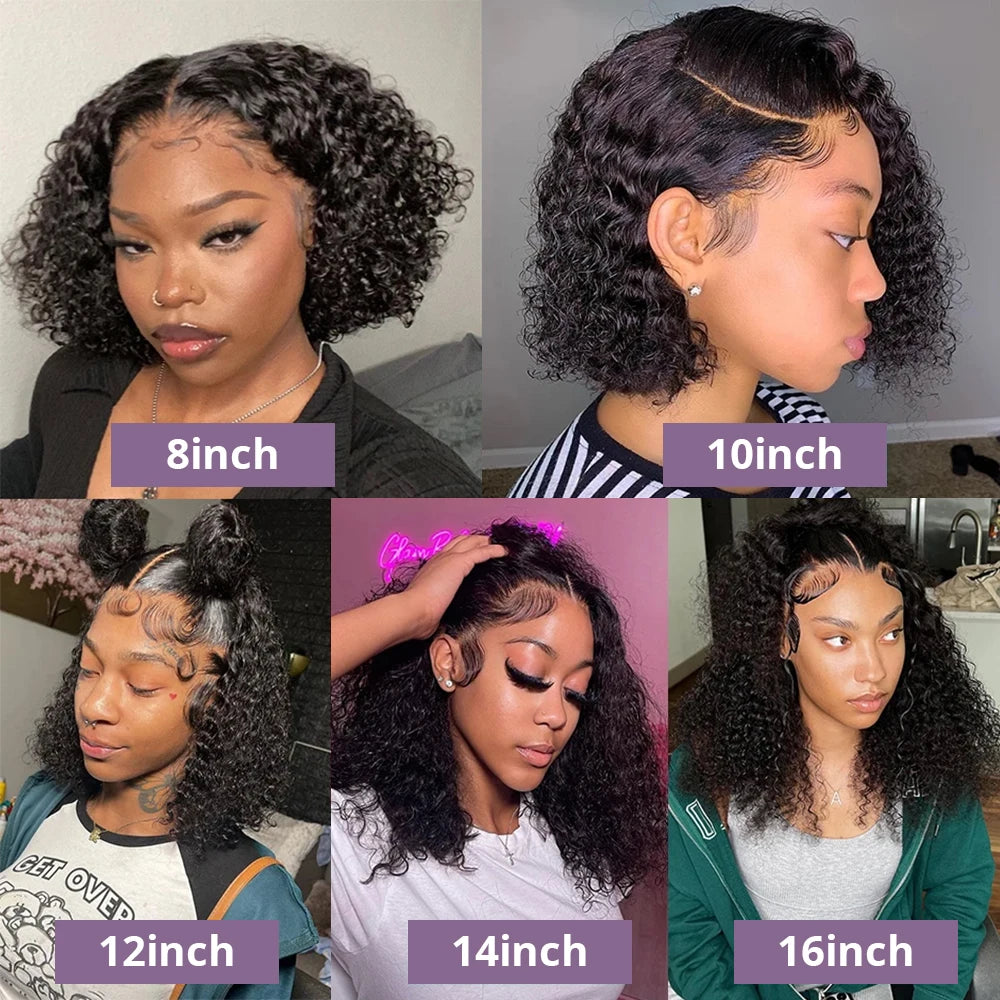 Ondas de Agua Pre-Cortadas Sin Pegamento Pelucas Bob 13x4 Rizadas 7x5 Peluca Sin Pegamento Cabello Humano Lista Para Usar Pelucas Frontales de Encaje Para Mujeres Pre-Arrancadas