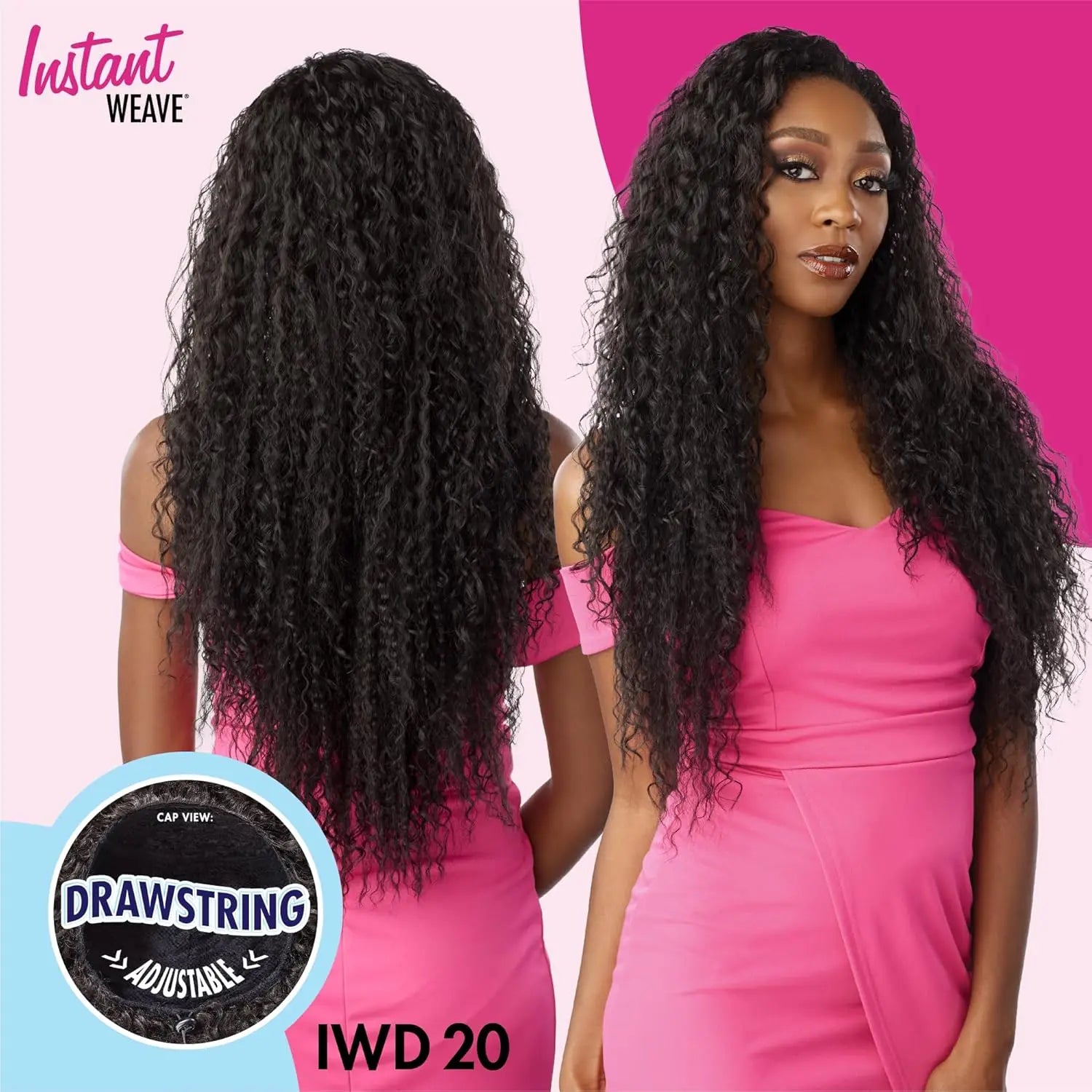 Sensationnel Instant Weave Half Wig Gorro con Cordón IWD 20 - Rizos Largos y Sueltos, Aspecto Natural, Rápida y Versátil, Pelo Sintético