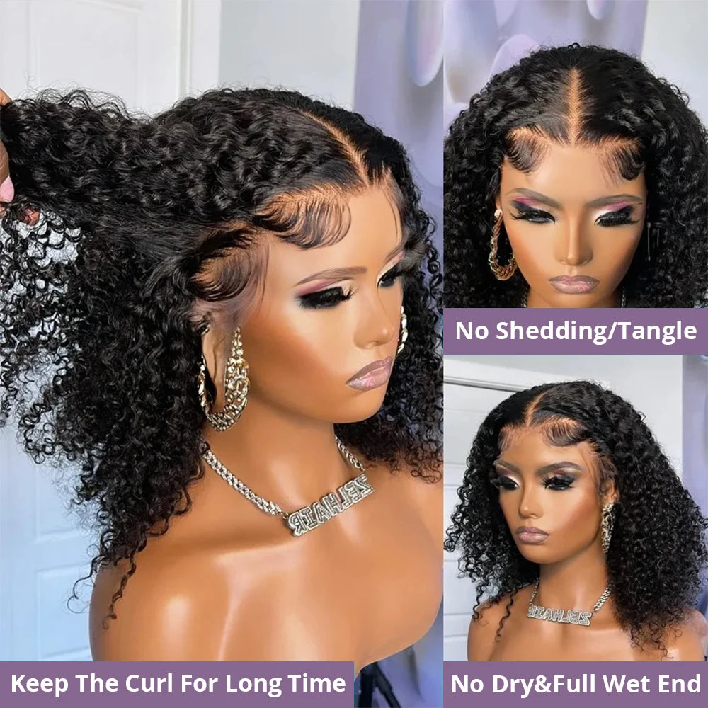 Ondas de Agua Pre-Cortadas Sin Pegamento Pelucas Bob 13x4 Rizadas 7x5 Peluca Sin Pegamento Cabello Humano Lista Para Usar Pelucas Frontales de Encaje Para Mujeres Pre-Arrancadas