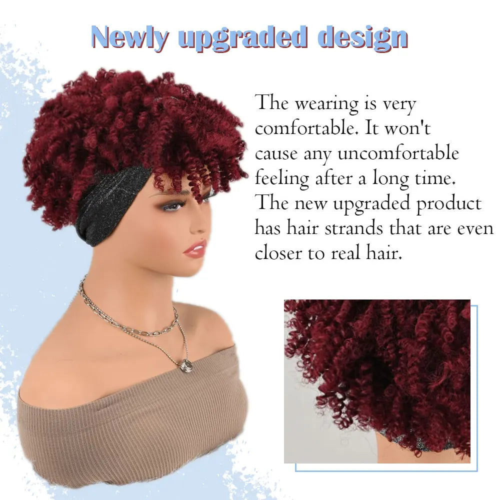 Wine Red Headband Wig