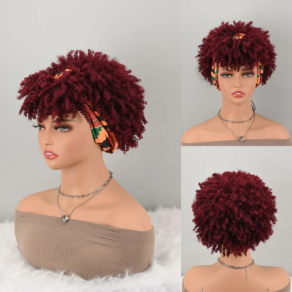 Wine Red Headband Wig