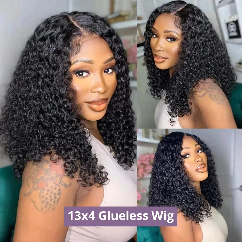 Ondas de Agua Pre-Cortadas Sin Pegamento Pelucas Bob 13x4 Rizadas 7x5 Peluca Sin Pegamento Cabello Humano Lista Para Usar Pelucas Frontales de Encaje Para Mujeres Pre-Arrancadas