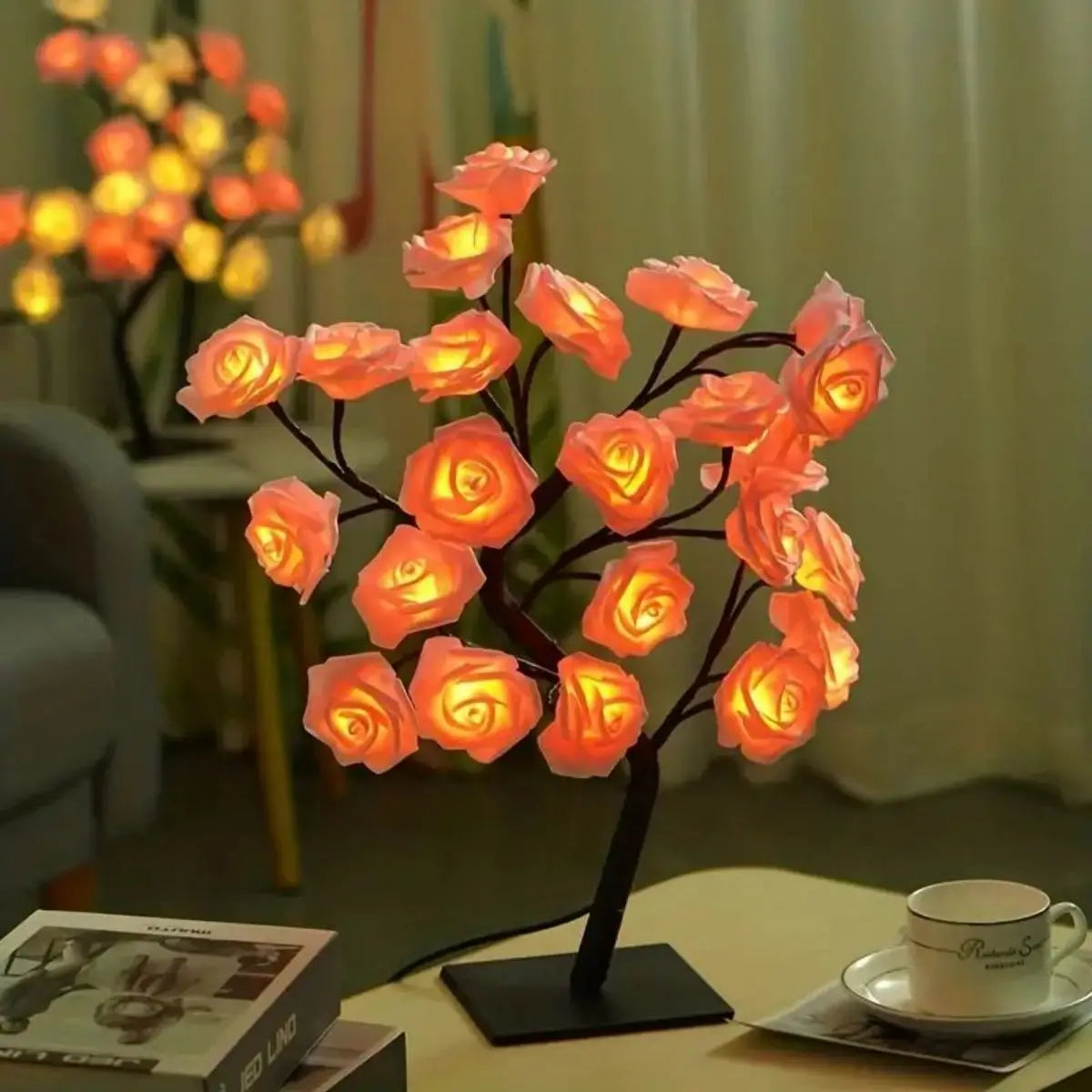 Lampe rosier, lampe à fleurs pour la décoration de mariage de la Saint-Valentin, veilleuses à branches DIY, lampe féerique pour chambre à coucher