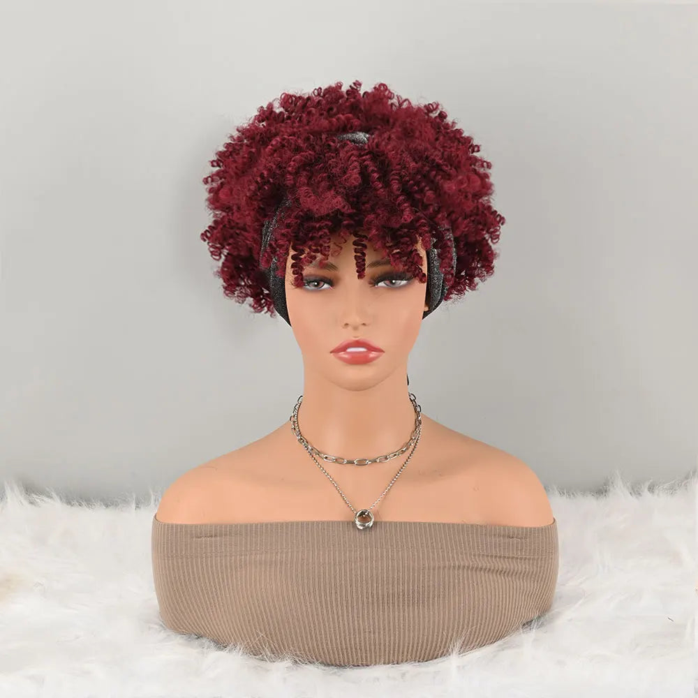 Wine Red Headband Wig