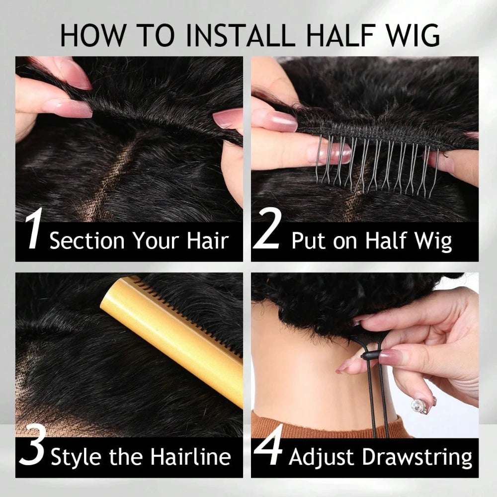 Drawstring Jerry Curly 3-in-1 Half Wig