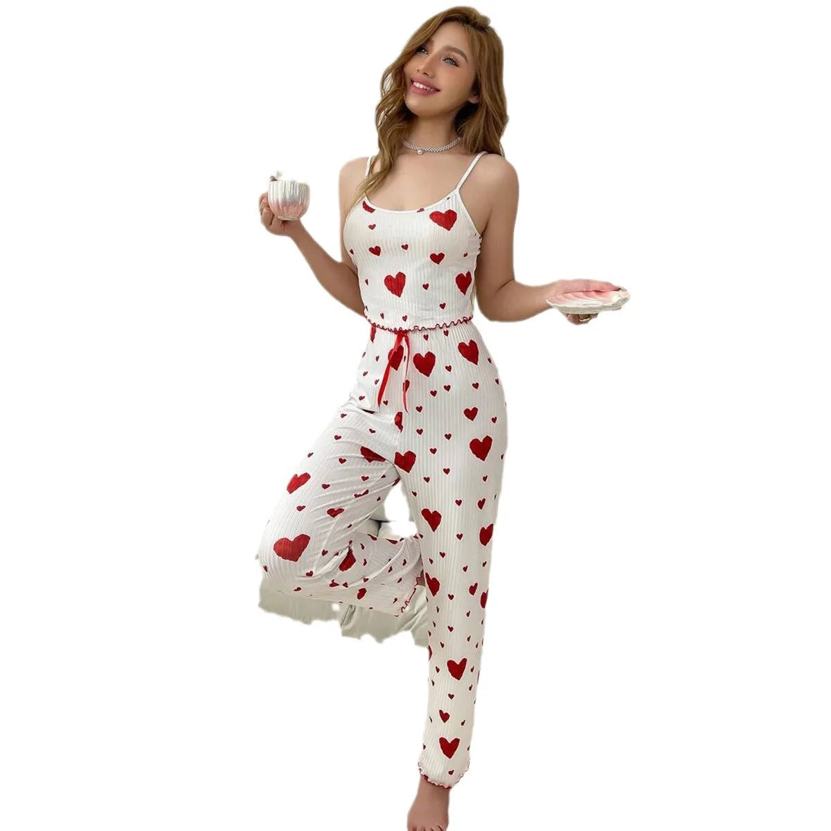 Ensemble pyjama grande taille à imprimé amour