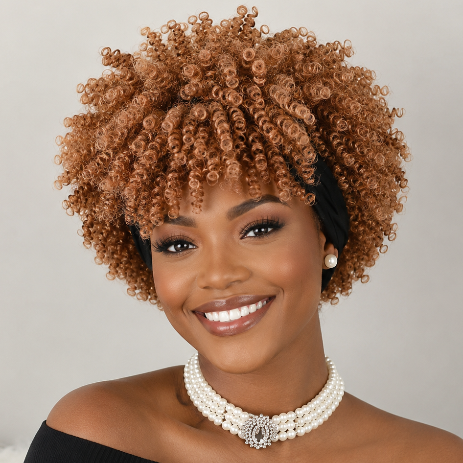 Red Curly Headband Wig