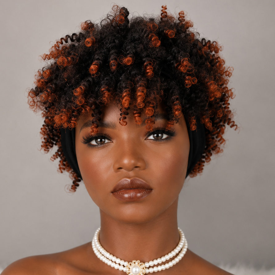 Curly Headband Wig with Bangs