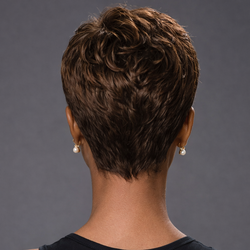 Peluca de Cabello Humano con Corte Pixie Rizado