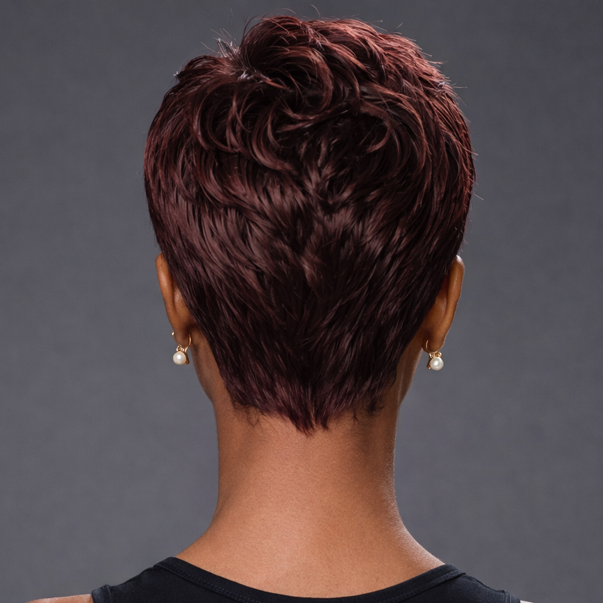 Peluca de Cabello Humano con Corte Pixie Rizado