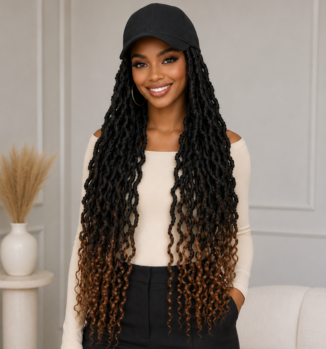26" Braided Baseball Cap Wig