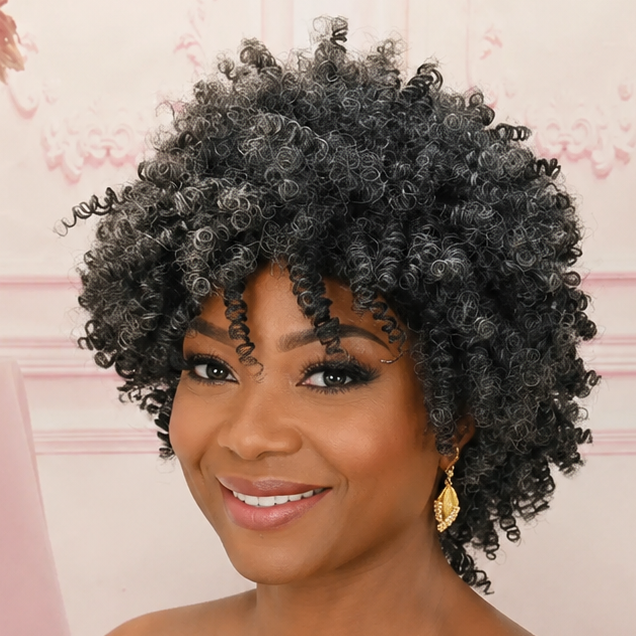 Gray Black Ombre Afro Wig