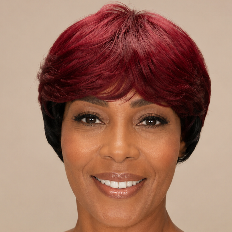 Red & Black Ombre Pixie Wig