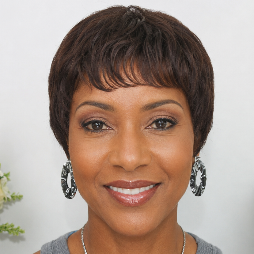 Dark Brown Pixie Human Hair Wig