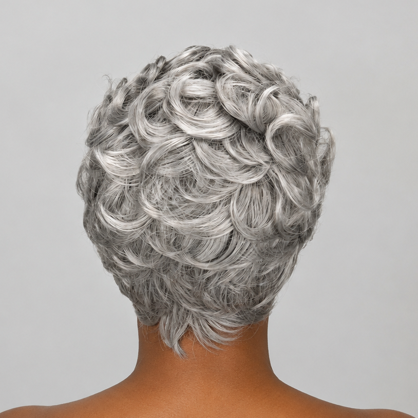 Peluca Pixie Rizada Gris