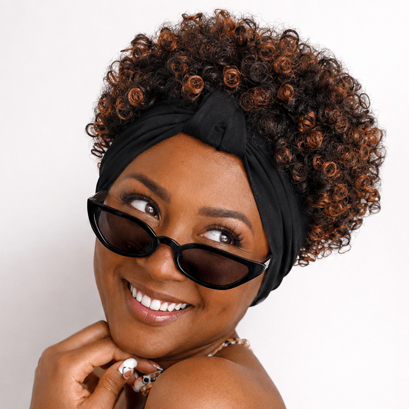 Ombre Brown Afro Turban Wig