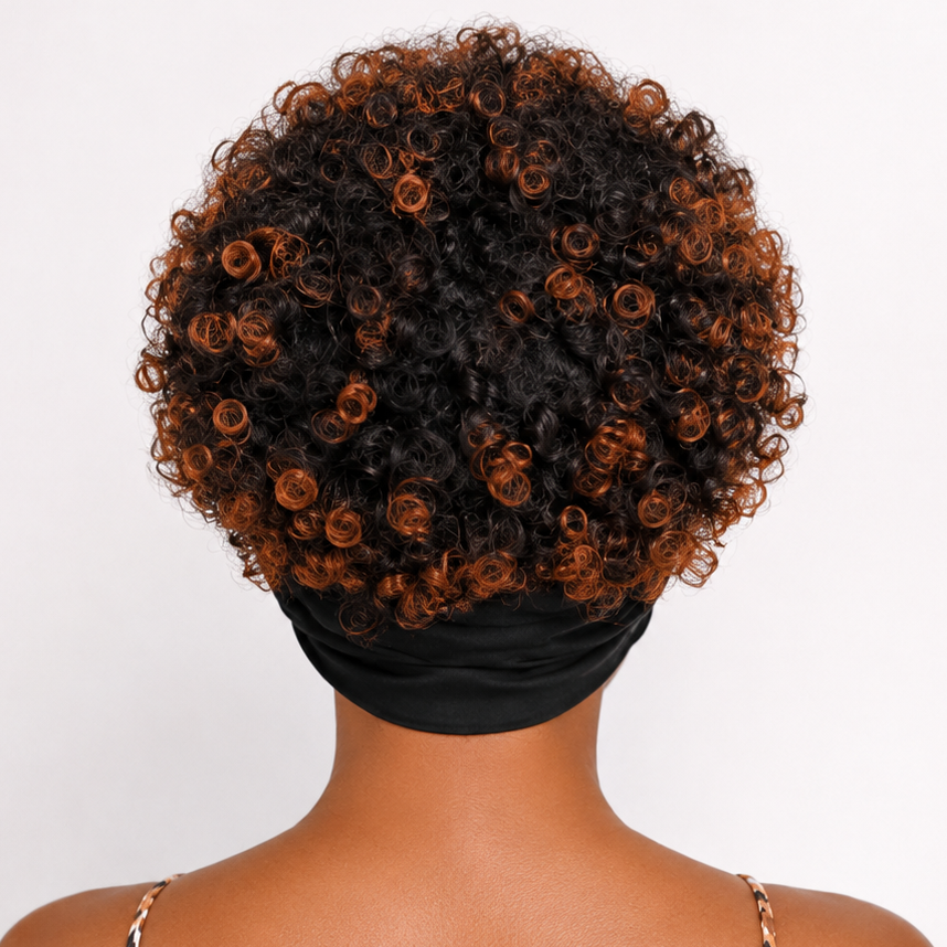 Ombre Brown Afro Turban Wig