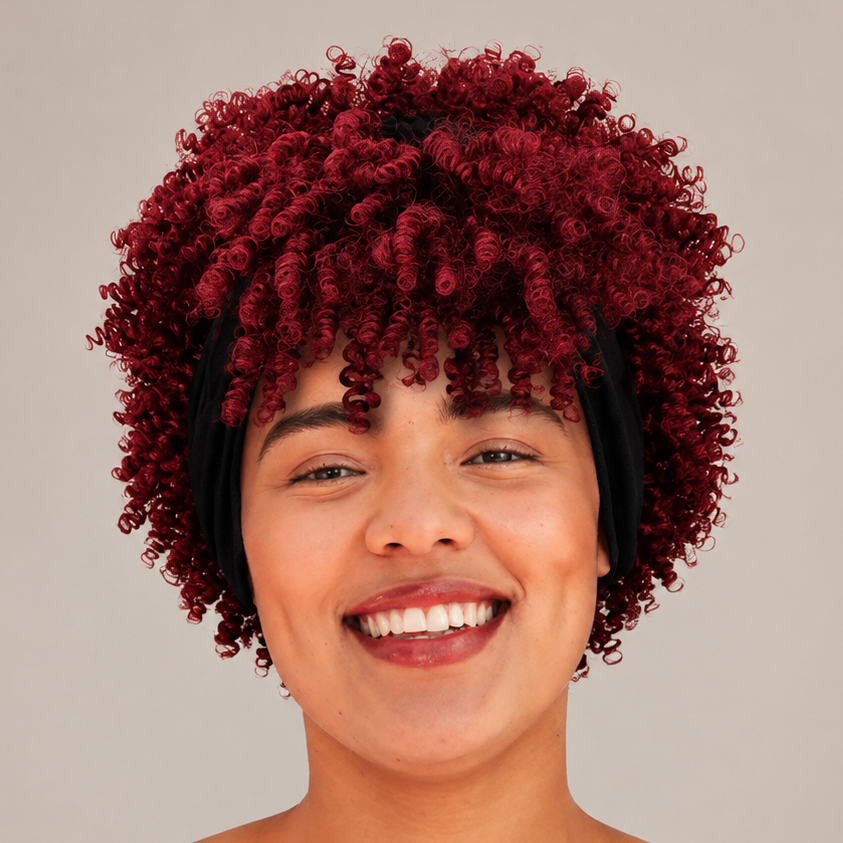 Red Afro Curly Headband Wig