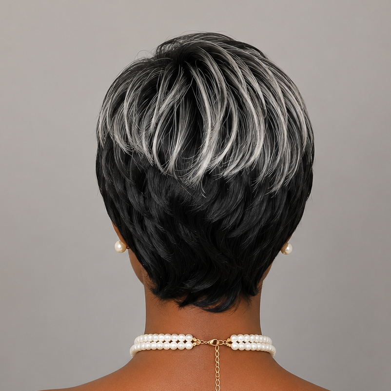 Grey Layered Pixie Wig