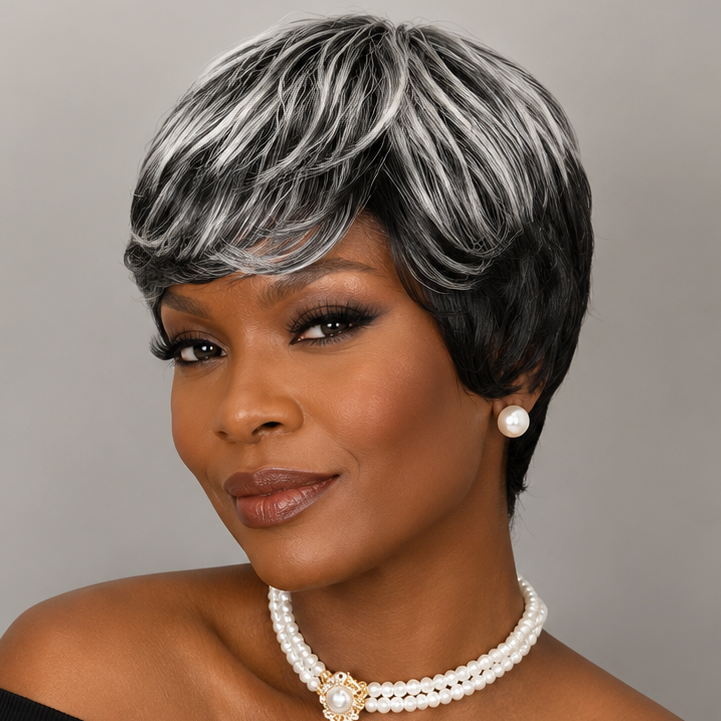 Grey Layered Pixie Wig