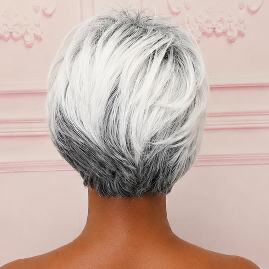 Grey & White Layered Bob Wig