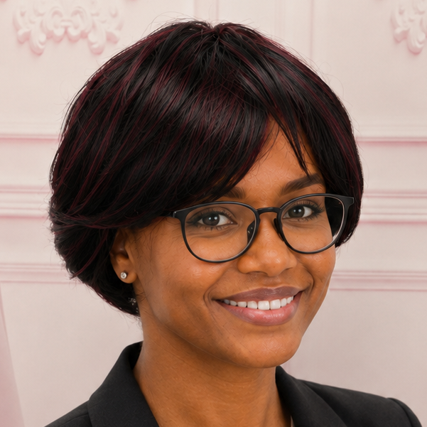 Black & Burgundy Highlight Bob Wig