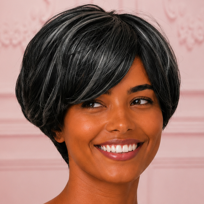 Salt & Pepper Highlight Pixie Wig
