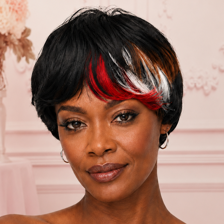 Multi-Color Streak Pixie Wig