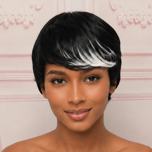 Black & White Streak Pixie Wig