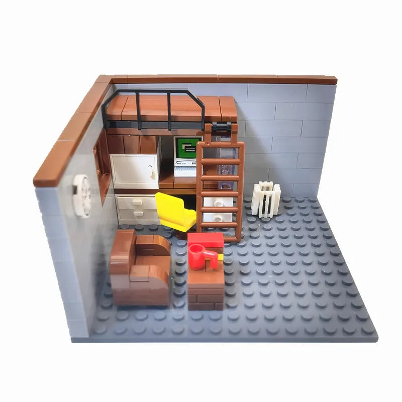 Juguetes de bloques de construcción para niños y niñas, regalos de bricolaje, ladrillos MOC, modelo de muebles para dormitorio y sala de estar