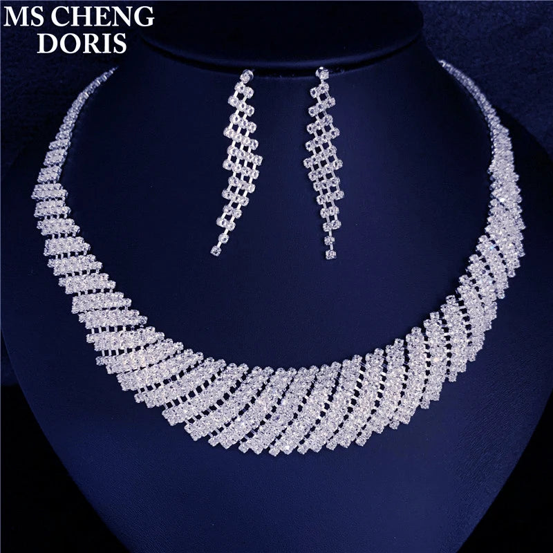 Juego de joyas de cristal con diamantes de imitación – Lujoso, brillante y perfecto para novias
