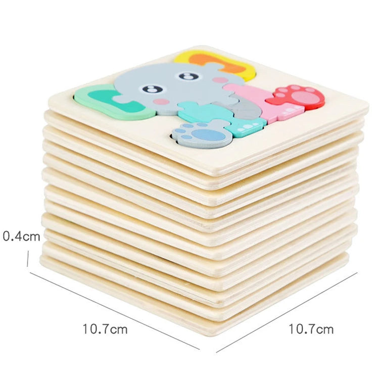 Juguetes de madera para niños, puzle 3D de madera, puzle de animales de dibujos animados, puzle cognitivo, juguetes educativos de aprendizaje temprano para regalo de niños