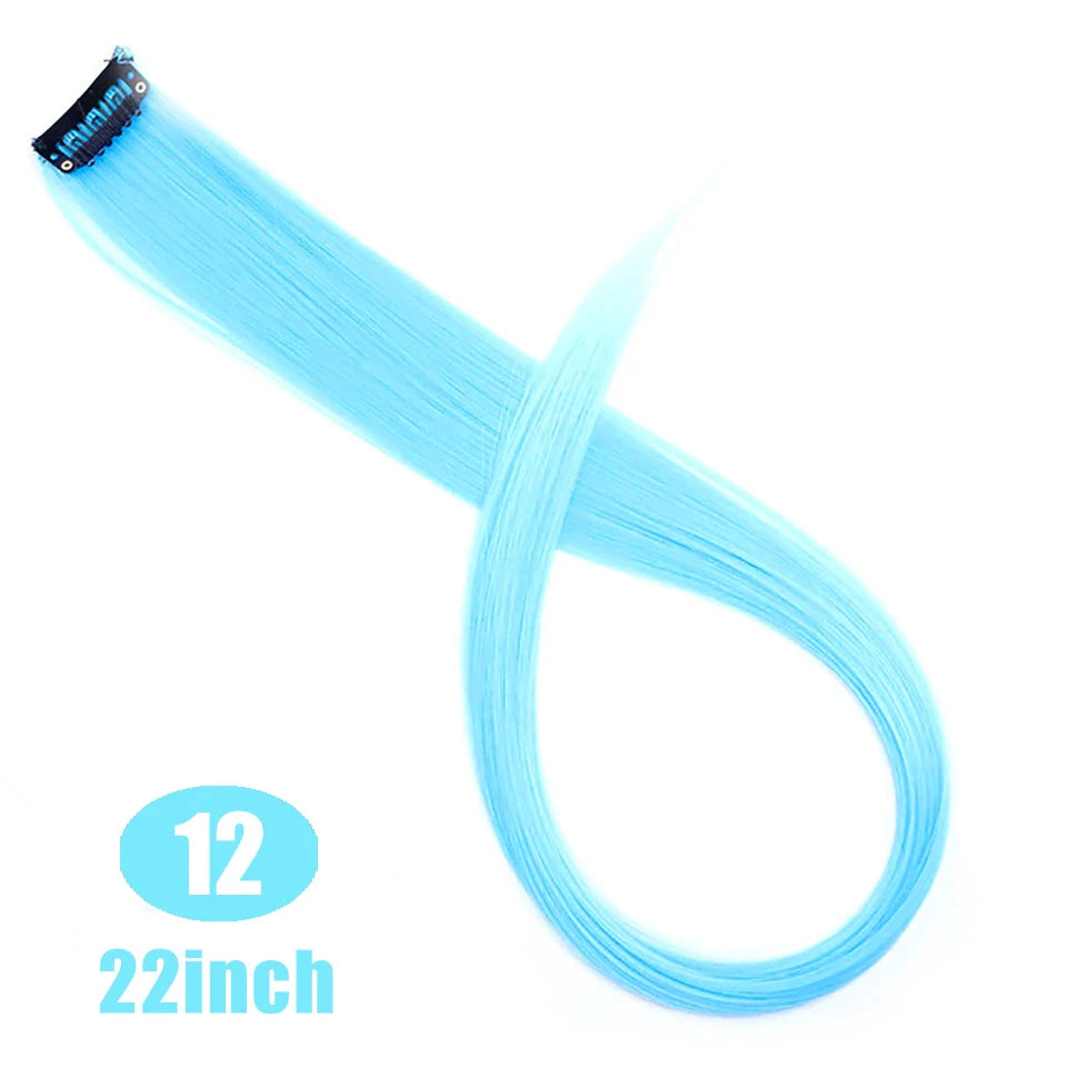 Extension capillaire synthétique Lupu, mèches arc-en-ciel, une seule pièce, épingle à cheveux, cheveux longs et raides, pour faux cheveux