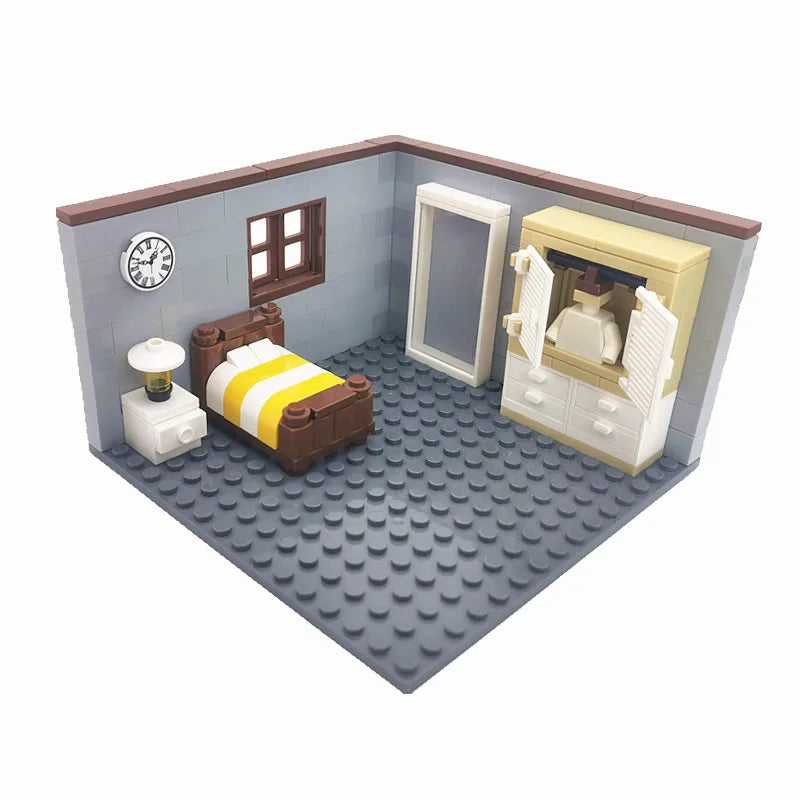 Juguetes de bloques de construcción para niños y niñas, regalos de bricolaje, ladrillos MOC, modelo de muebles para dormitorio y sala de estar