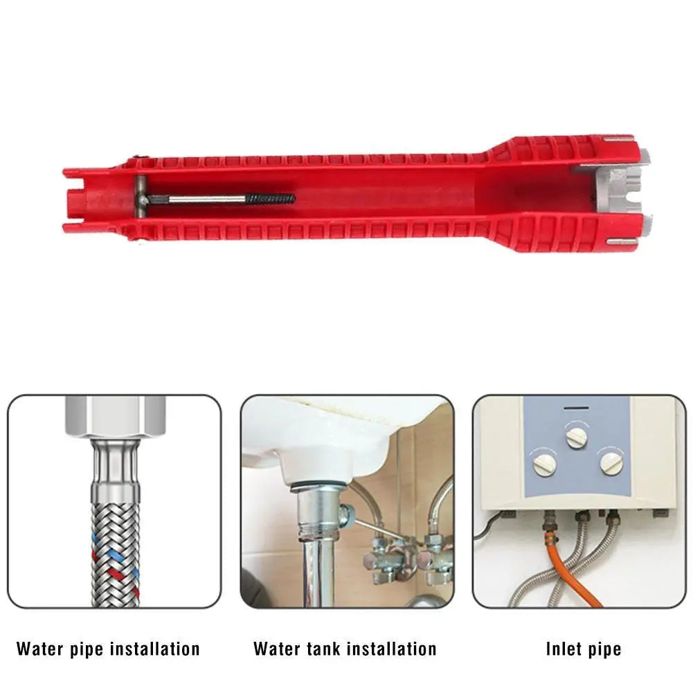 Herramientas de fontanería, llave multifunción 8 en 1, llave de grifo de lavabo inglesa, juego de llaves, reparación antideslizante de cocina, tubo multi-llave, herramientas manuales