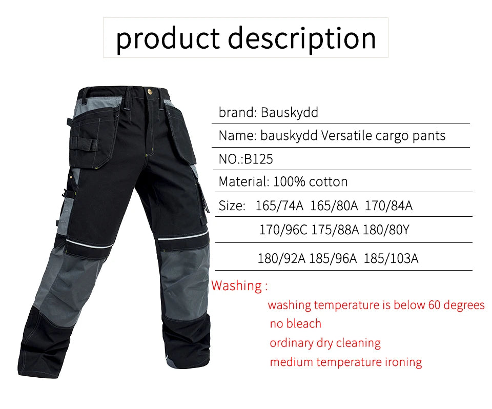 Pantalones de trabajo de hombre Craftsman, nuevos, de alta calidad, con múltiples bolsillos, pantalones de trabajo, ropa de trabajo de mecánico