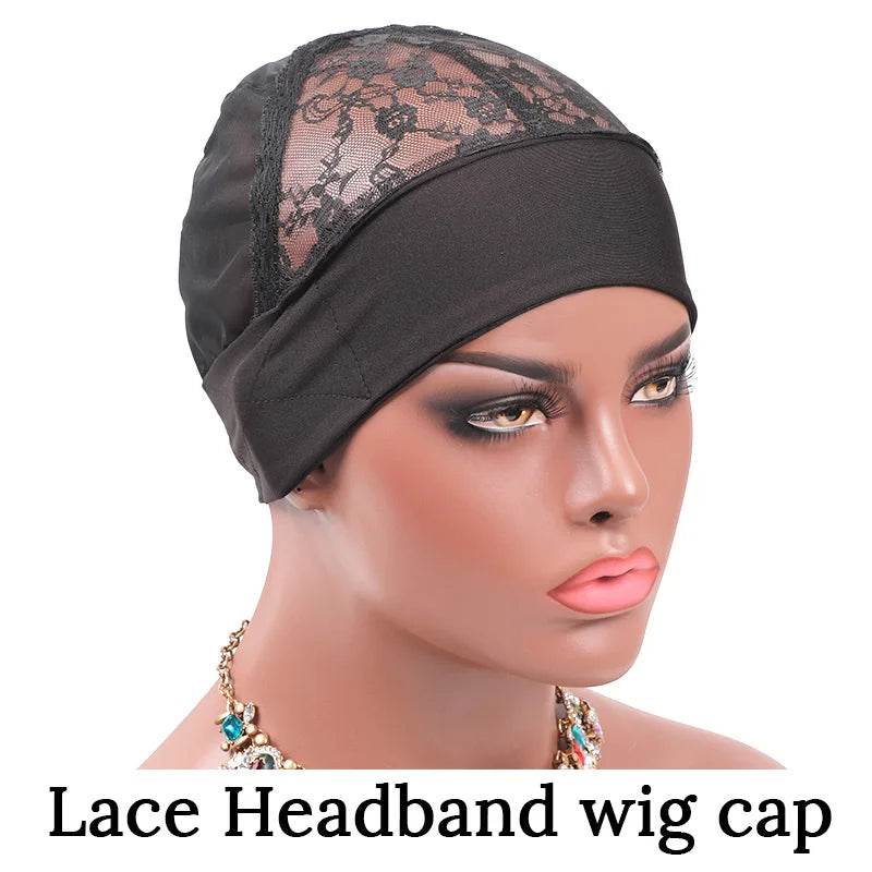 Plussign Gorro de peluca con orificio grande para diadema, para trenzas de ganchillo, para hacer pelucas, ventilación, gorro de peluca de ganchillo con diadema antideslizante
