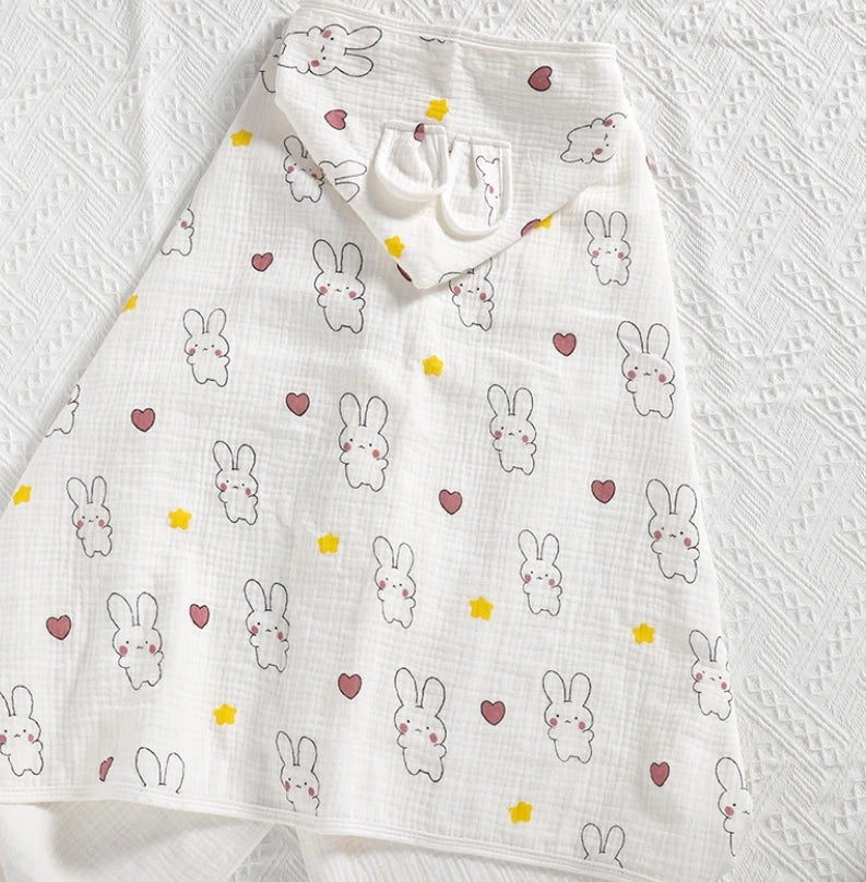 Newborn Baby Boy Girl Bathrobe Towel 100% Cotton Infant Toddler Child Cartoon Hooded Bathrobe Cloak Baby Blanket