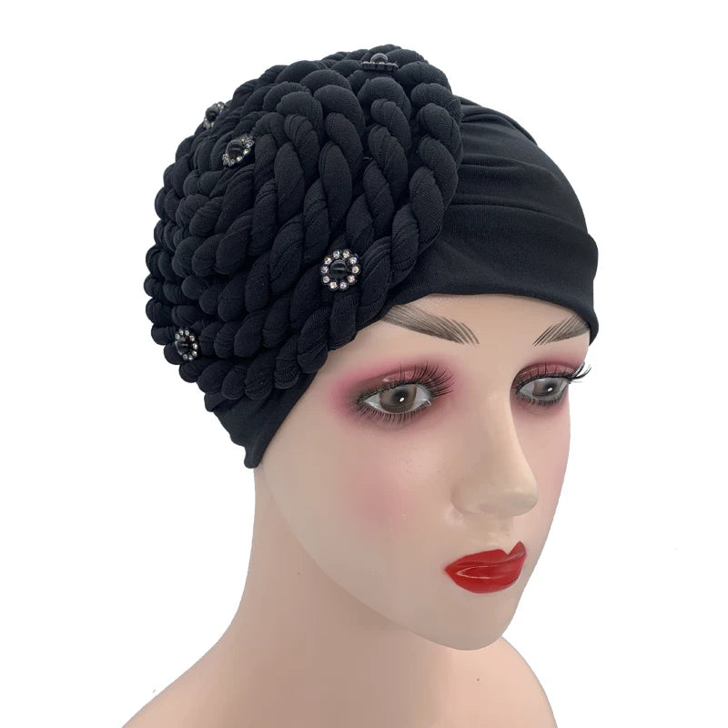 Diamantfletter Turbanhatt for kvinner Muslimsk hodeskjerf Panser Kvinnelig Inner Hijab Arabisk Hodeplagg Afrikansk Hodebånd Caps