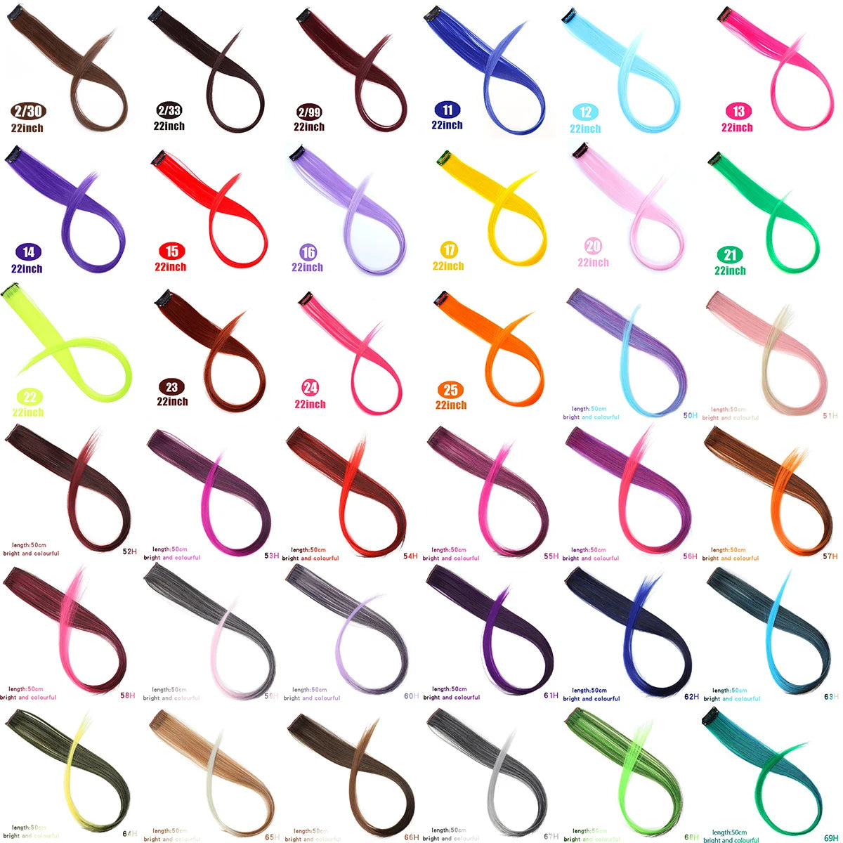 Extension capillaire synthétique Lupu, mèches arc-en-ciel, une seule pièce, épingle à cheveux, cheveux longs et raides, pour faux cheveux