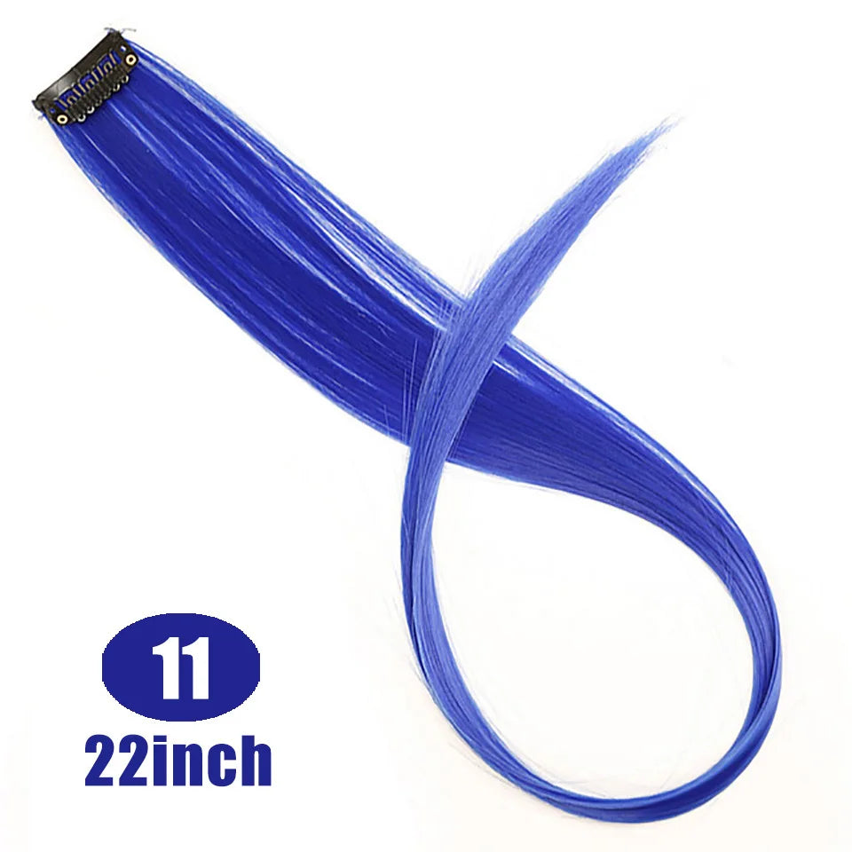 Extension capillaire synthétique Lupu, mèches arc-en-ciel, une seule pièce, épingle à cheveux, cheveux longs et raides, pour faux cheveux