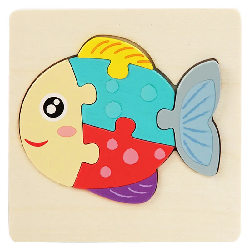 Juguetes de madera para niños, puzle 3D de madera, puzle de animales de dibujos animados, puzle cognitivo, juguetes educativos de aprendizaje temprano para regalo de niños