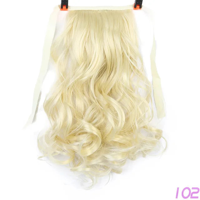 Extensiones de cabello sintético resistente al calor Allaosify marrón negro extensiones de cola de caballo con cordón de 12 pulgadas.