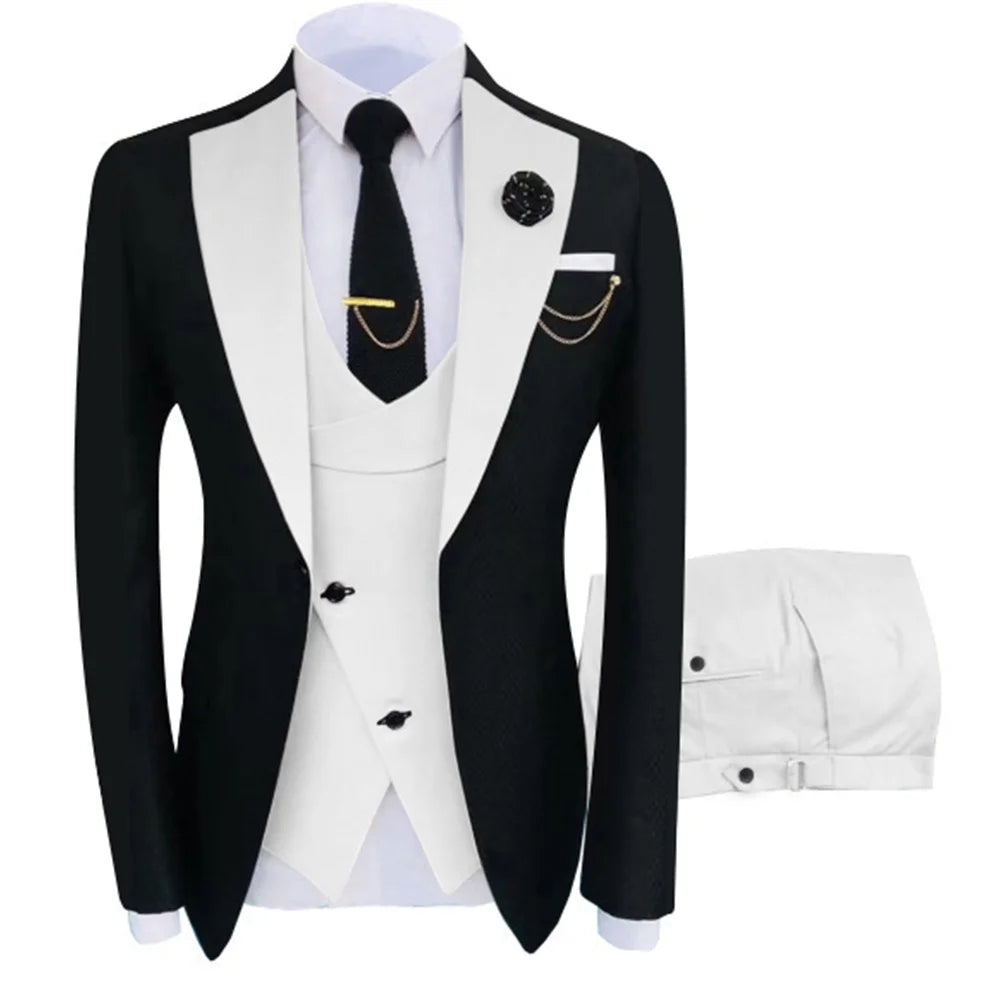 Nuevo Traje de Hombre Ropa Popular Lujo Fiesta Escenario Traje de Hombre Padrinos de Boda Ajuste Regular Esmoquin Conjunto de 3 Piezas Chaqueta+Pantalones+Chaleco