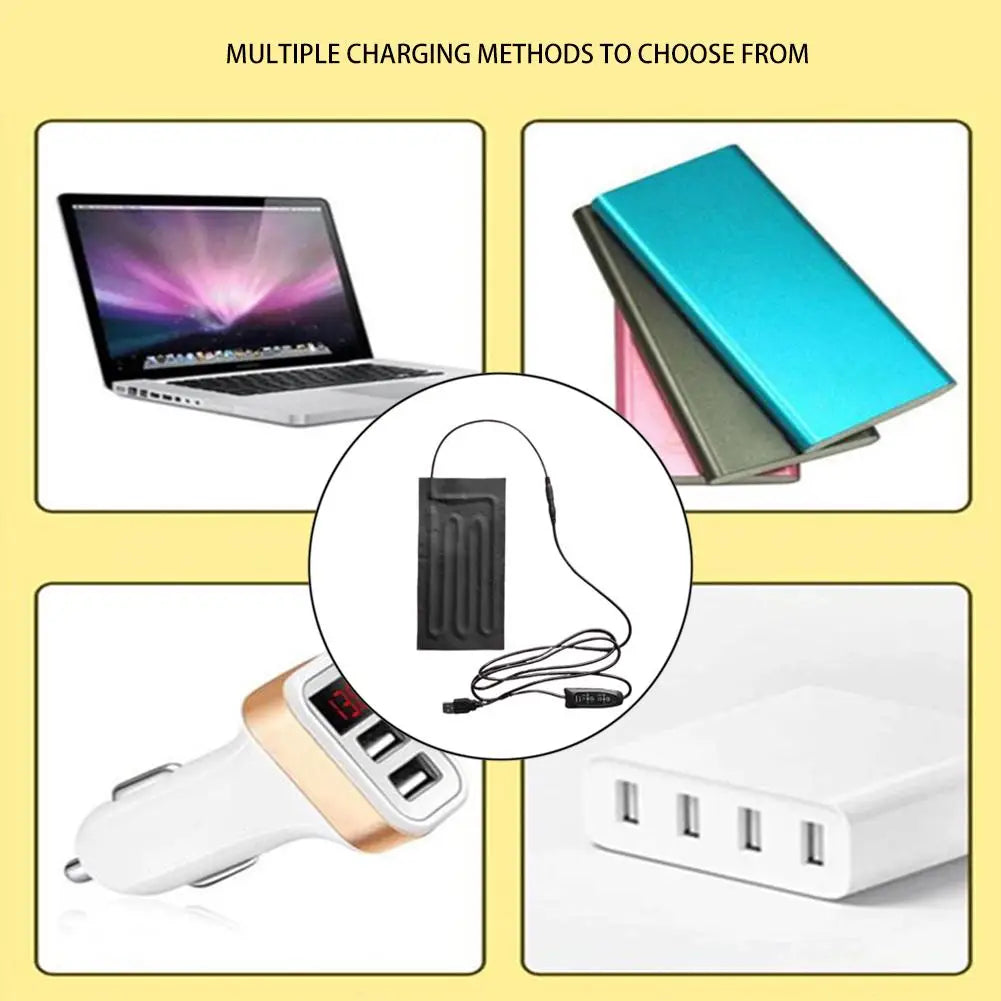 Almohadillas térmicas de 5V USB para pegar en la ropa, chaqueta, chaleco, almohadilla térmica USB de fibra de carbono de calentamiento rápido para espalda, cuello, hombros y vientre