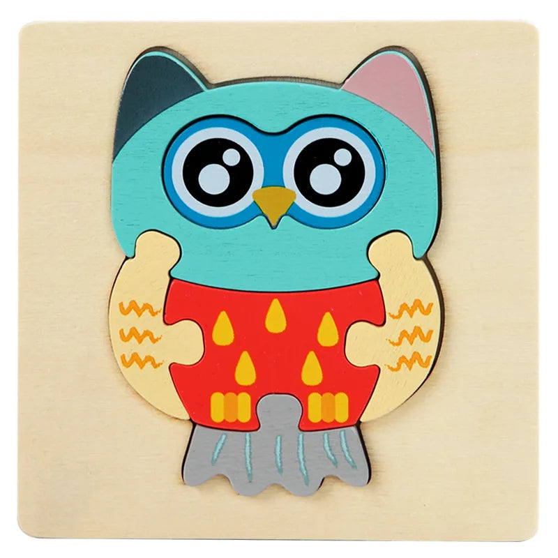 Juguetes de madera para niños, puzle 3D de madera, puzle de animales de dibujos animados, puzle cognitivo, juguetes educativos de aprendizaje temprano para regalo de niños