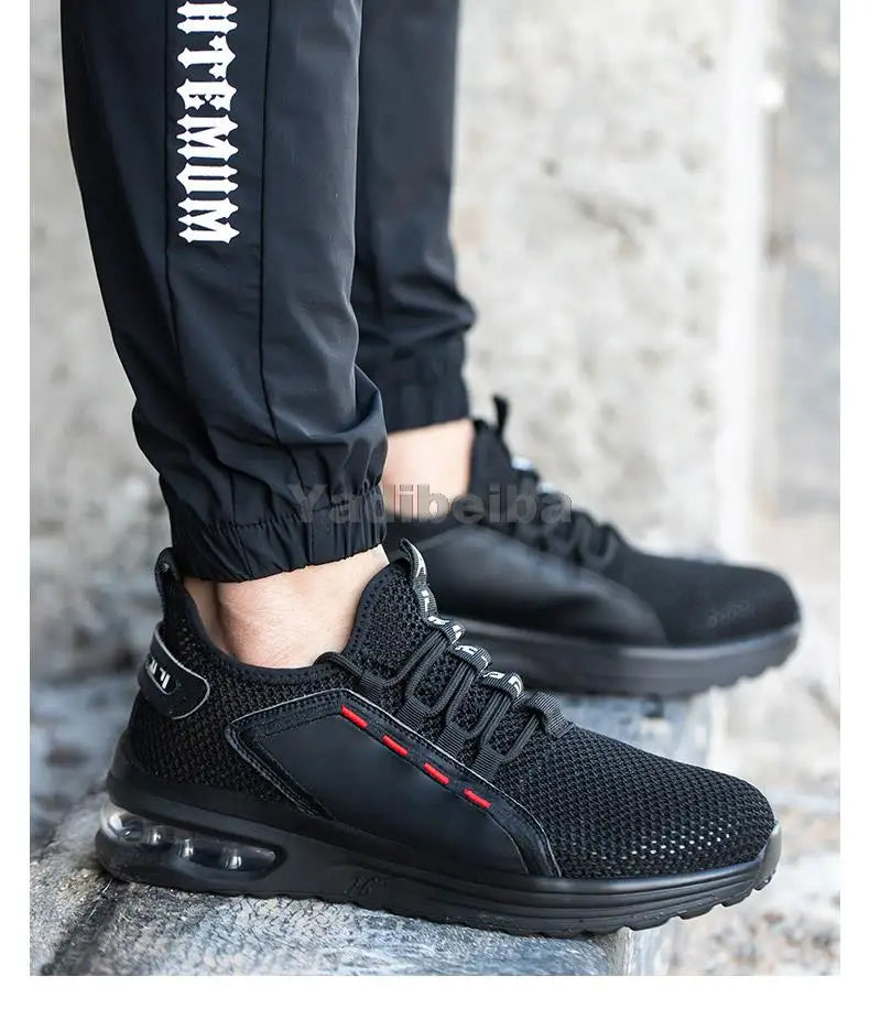 Zapatos de trabajo transpirables con puntera de acero, botas de seguridad ligeras, zapatos de trabajo de seguridad para hombres y mujeres, zapatillas de trabajo de seguridad.